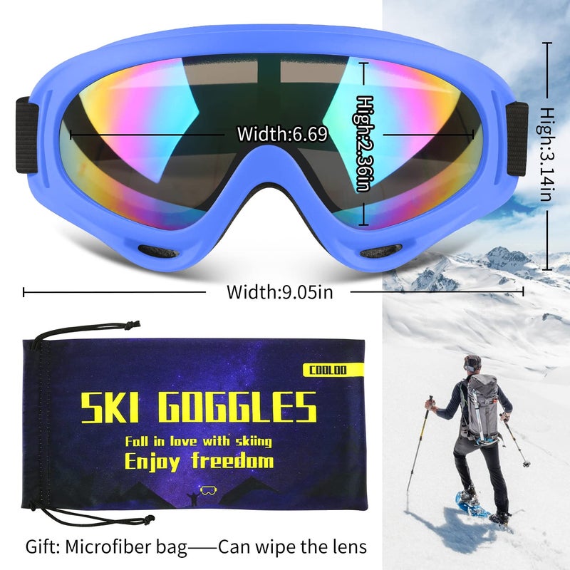 COOLOO Ski Goggles, 2 Pack Snow Goggles Snowboard Goggles for Men Women Kids - UV Protection Foam Anti-Scratch Dustproof - Image 3